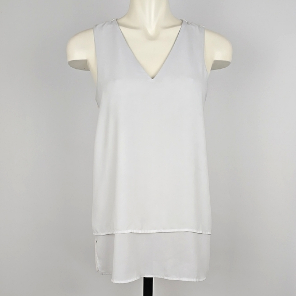 MICHAEL Michael Kors Women's Grey White Sleeveless Top V Neck Lightweight Size M
